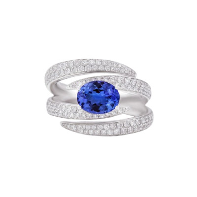 Anello Like Me in oro bianco, diamanti 1,16 ct. G VS e tanzanite