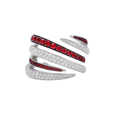 Anello Like Me in oro bianco e diamanti bianchi e rubini 0,91 ct. G VS