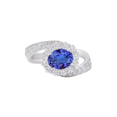 Anello Like Me in oro bianco, diamanti 1,69 ct. G VS e tanzanite