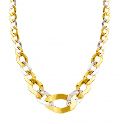 Girocollo in oro giallo e oro bianco maglia catena grumetta 12,40 g