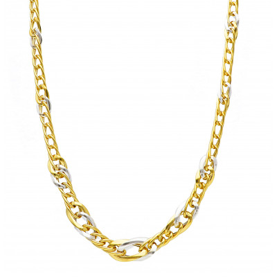 Girocollo in oro giallo e oro bianco maglia catena grumetta 11,20 g