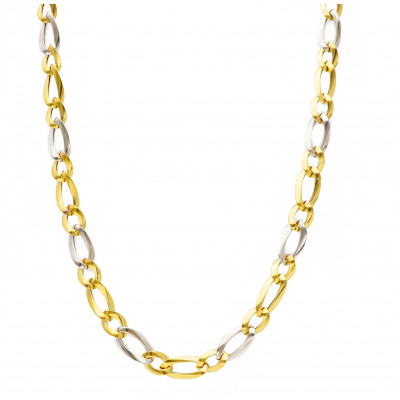 Girocollo in oro giallo e oro bianco maglia catena grumetta 7 g