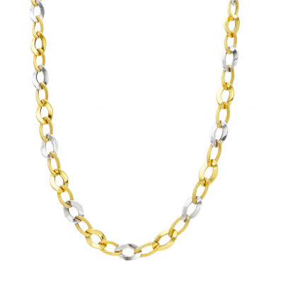 Girocollo in oro giallo e bianco maglia catena grumetta 6,40 g
