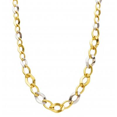 Girocollo in oro giallo e oro bianco maglia catena grumetta 8,80 g