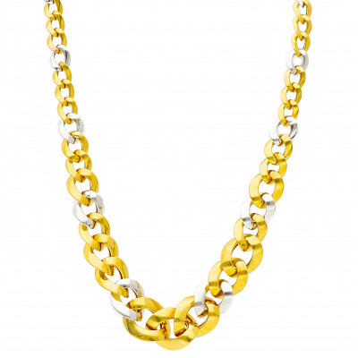 Girocollo in oro giallo e bianco maglia catena grumetta 14,20 g