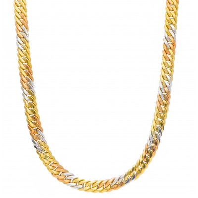Girocollo in oro tre colori maglia catena grumetta 18 g