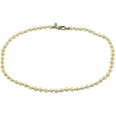 Girocollo basic perle bianche tonde con chiusura con zirconi