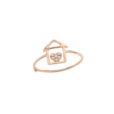 Anello Casetta con Cuore e diamanti