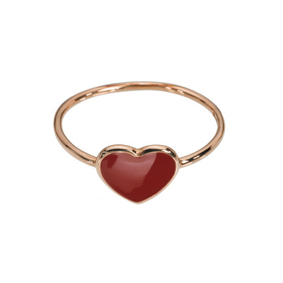 Anello Cuore smalto rosso