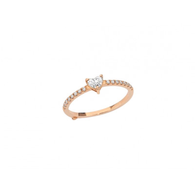 Anello diamanti Cuore e gambo