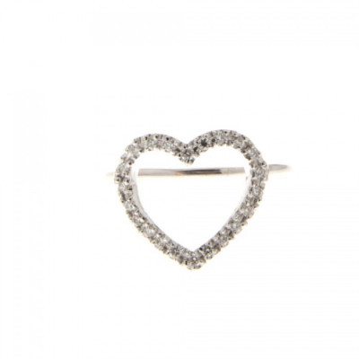 Anello Cuore medio filo e diamanti