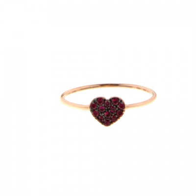Anello Cuore mini con rubini