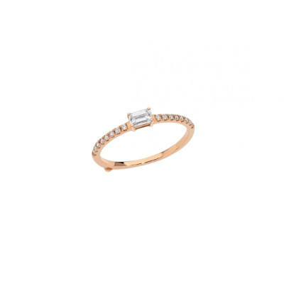 Anello diamanti Rettangolo e gambo