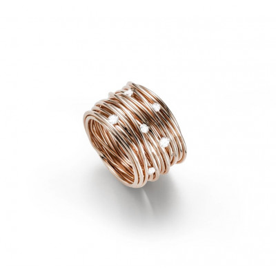 Anello Tibet in oro rosa con diamanti bianchi
