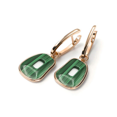 Dangling Mini Puzzle Malachite Earrings