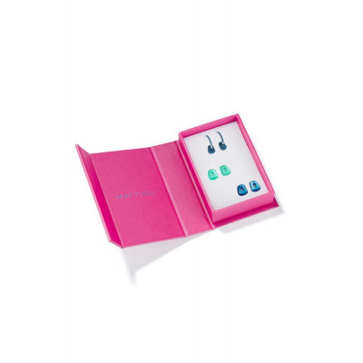Box Orecchini Puzzle mini oro bianco e full pavè zaffiri blu