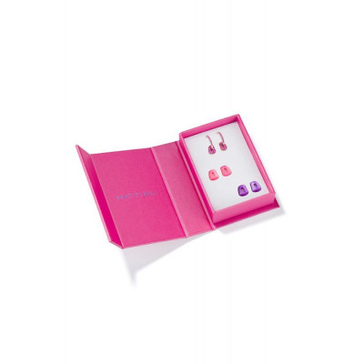 Box Orecchini Puzzle mini oro bianco e full pavè zaffiri rosa