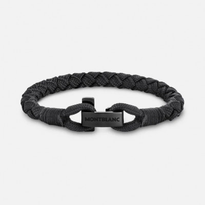 Bracciale in acciaio in nylon nero e chiusura T-Hook