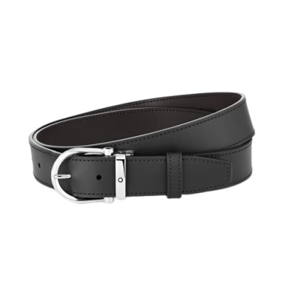 Cintura reversibile in pelle nera/marrone 35 mm