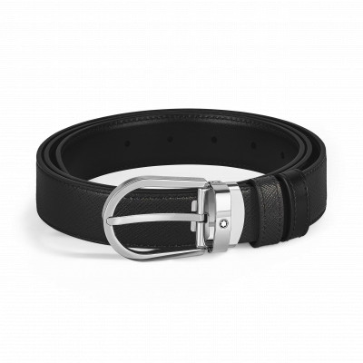 Cintura reversibile 30 mm in pelle nera/nera