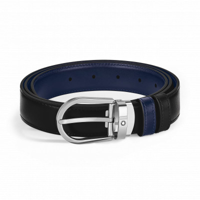 Cintura reversibile 30 mm in pelle blu/nera