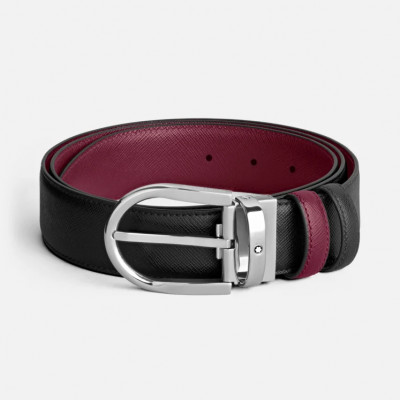 Cintura reversibile 35 mm in pelle nera/cassis