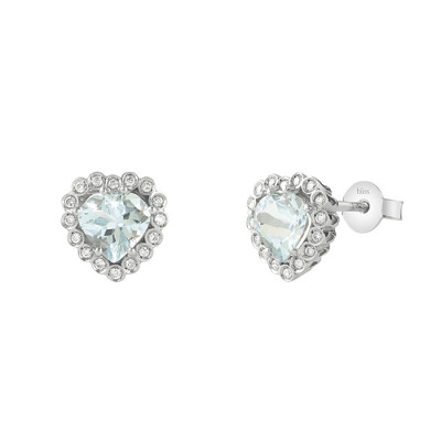 Orecchini Stephanie brillanti e Acquamarina cuore