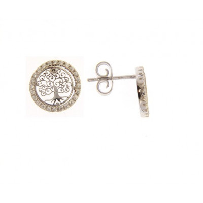 Orecchini lobo albero della vita in oro bianco