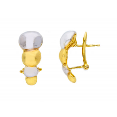 Orecchini in oro giallo e bianco maglia catena grumetta 4 g