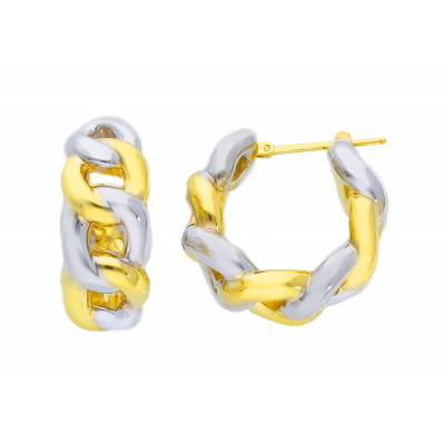 Orecchini in oro giallo e bianco maglia catena grumetta 7,40 g