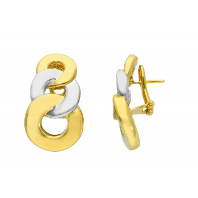 Orecchini in oro giallo e bianco maglia catena grumetta 6,60 g