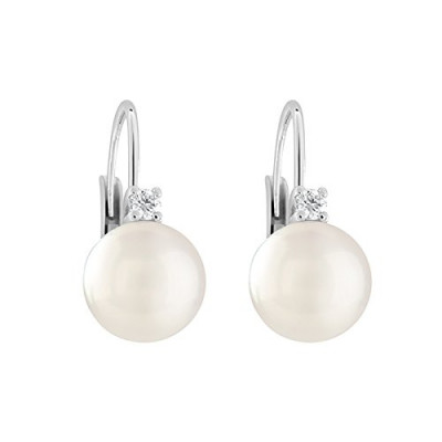 Orecchini in oro bianco con perle bianche e diamante