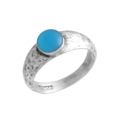 Anello Martellato Agata Azzurra