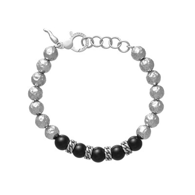 Bracciale Sfere Onice e Treccia Grande