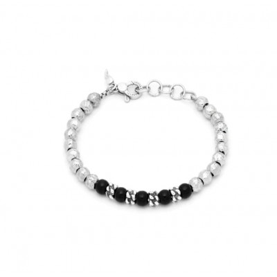 Bracciale Sfere Onice e Treccia