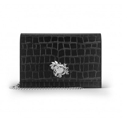 Pochette Jungle pelle croco nera