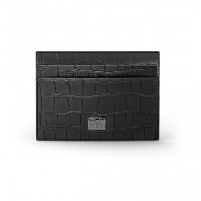 Portacarte pelle croco nera
