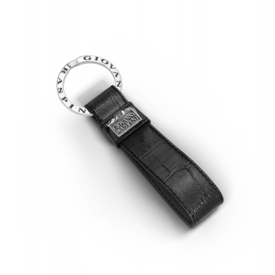 Portachiavi pelle croco nera