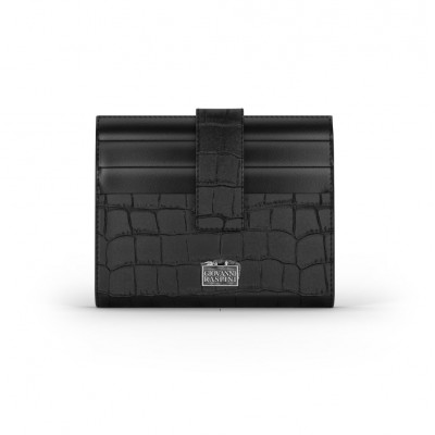 Portafogli portacarte pelle croco nera