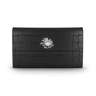 Portafogli Continental Jungle pelle croco nera