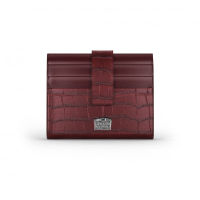 Portafogli portacarte pelle croco borgogna
