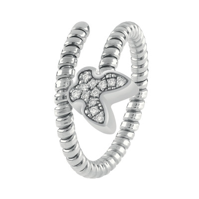 Anello Minimal Pop in oro bianco con diamanti