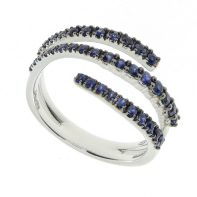 Anello Arpa oro bianco e zaffiri