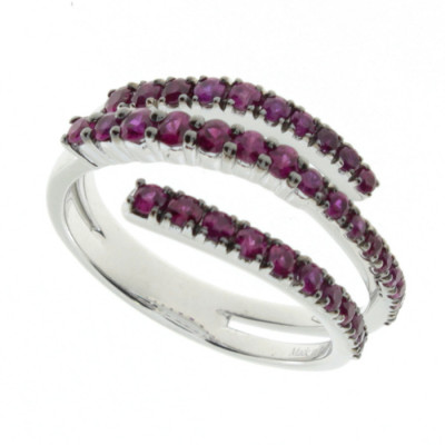 Anello Arpa oro bianco e rubini