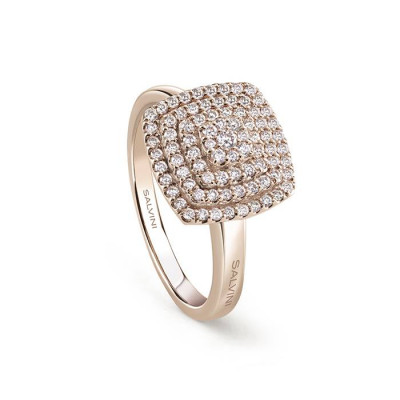 Anello Bagliori Quadrato medium in oro giallo e diamanti