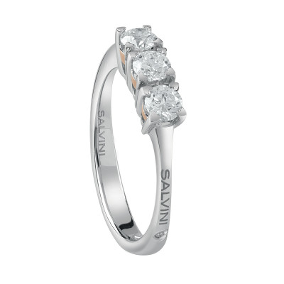 Anello Battito in oro bianco e oro rosa con diamanti