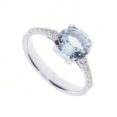 Anello Battito brillante e acquamarina