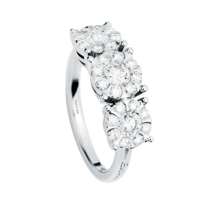Anello Daphne Trilogy in oro bianco con diamanti