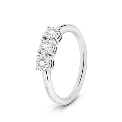 Anello Trilogy Daphne in oro bianco con diamanti
