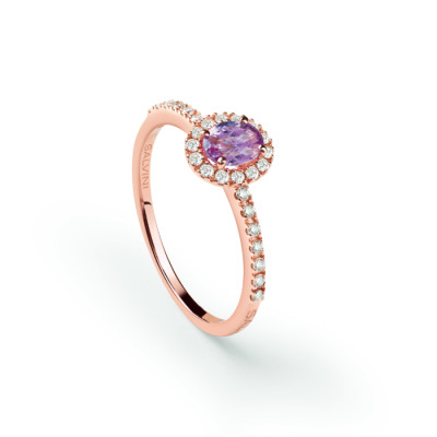 Anello Dora oro rosa Diamanti e zaffiro rosa